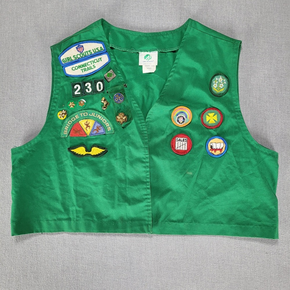 Vintage Girl Scout Junior Vest With Patches Pins Connecticut Trails 230